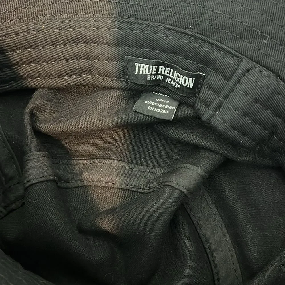 All New NO TAGS Black w/Red Unisex TRUE RELIGION Crushable Bucket Hat Cap